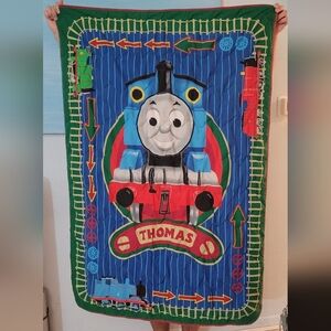Vintage Thomas the Tank blanket crib Baby toddler size Blue red